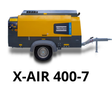 12 M3/min Przenośny kompresor FAD X-AIR 400-7z źródłem zasilania elektrycznego i wydajnością 7 barów