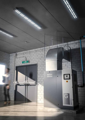 Kompaktowy kompresor powietrza z śrubą Atlas serii G 15-26kw Atlas Olej rotacyjny Wstrzykiwany 7,4-12,8bar Ciśnienie robocze