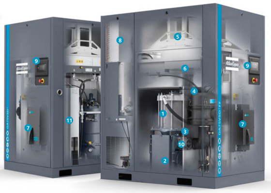 GA 75L VSD+ Atlas śruby sprężarka powietrza 75kw Wstrzykiwacz oleju