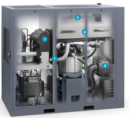 Kompresor powietrza z śrubą Atlas GA75VSD+ FF 75kw Wbudowany suszarka